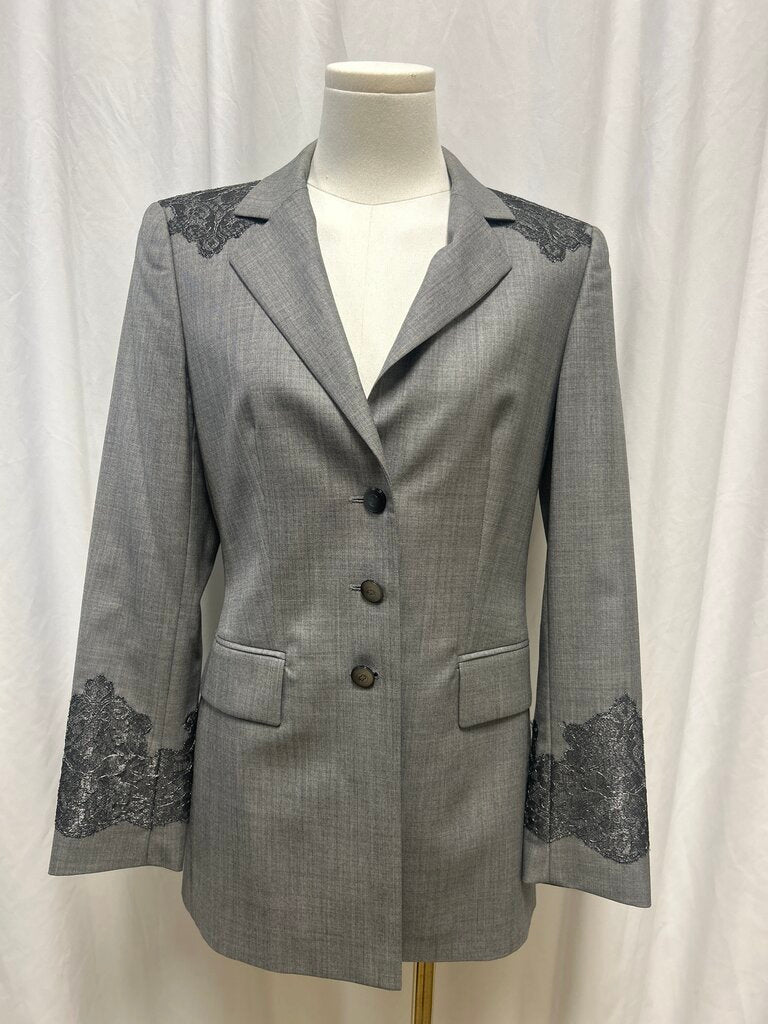Escada Grey Lace Detail Blazer