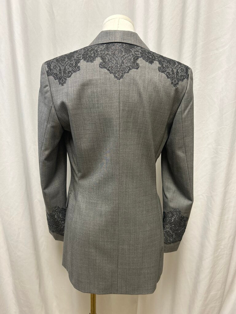 Escada Grey Lace Detail Blazer