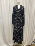 Max Mara Silk Tie Neck Maxi Dress