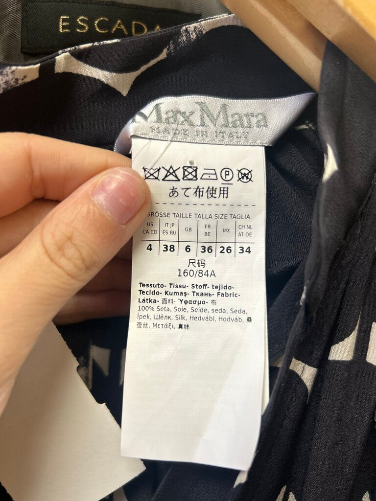 Max Mara Silk Tie Neck Maxi Dress