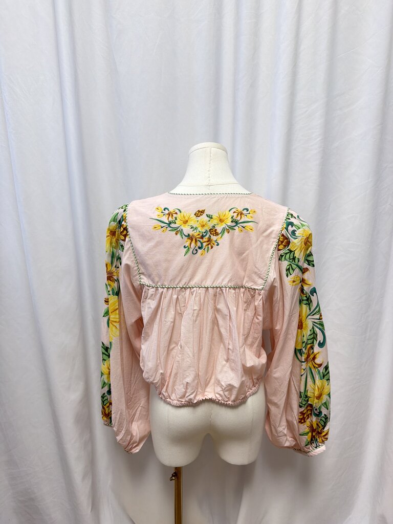 Farm Rio Floral Tie Neck Blouse