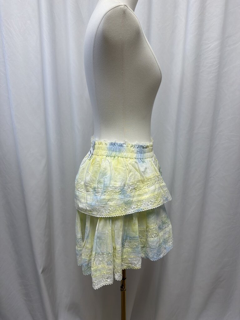 LoveShackFancy Yellow Tie Dye Mini Skirt