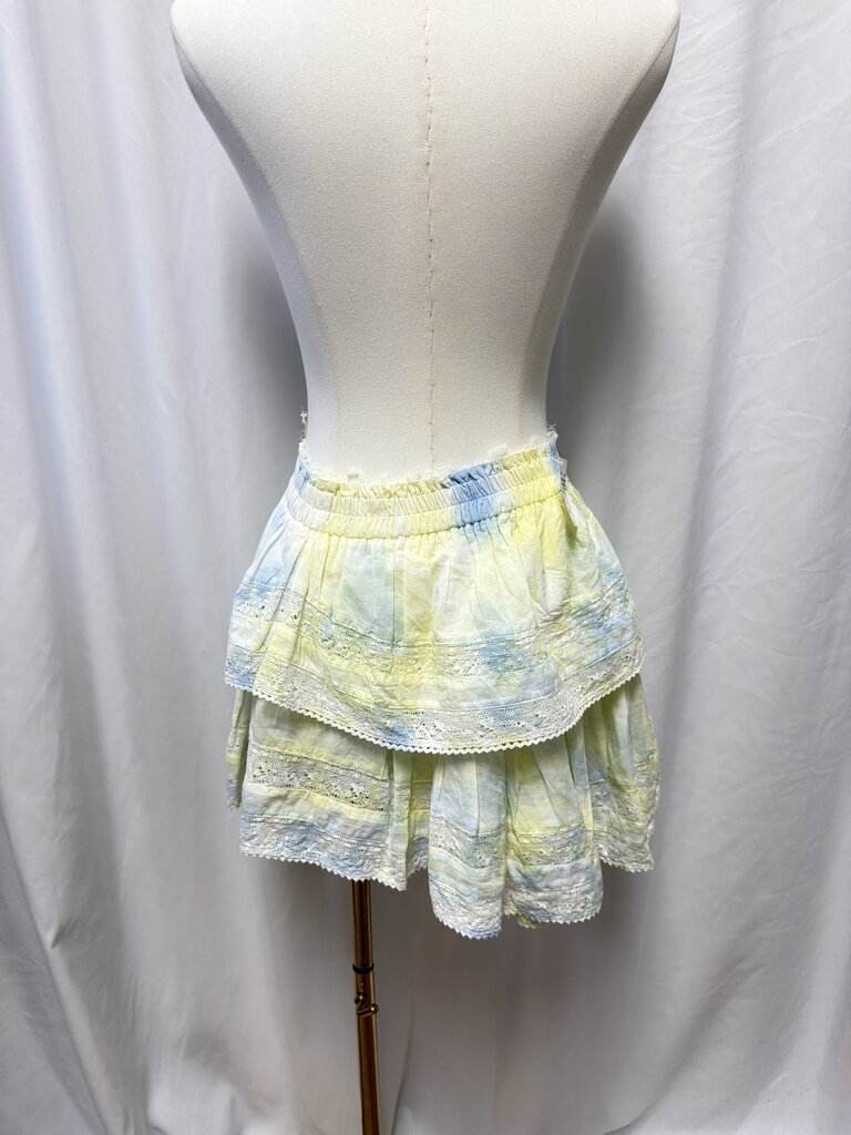 LoveShackFancy Yellow Tie Dye Mini Skirt