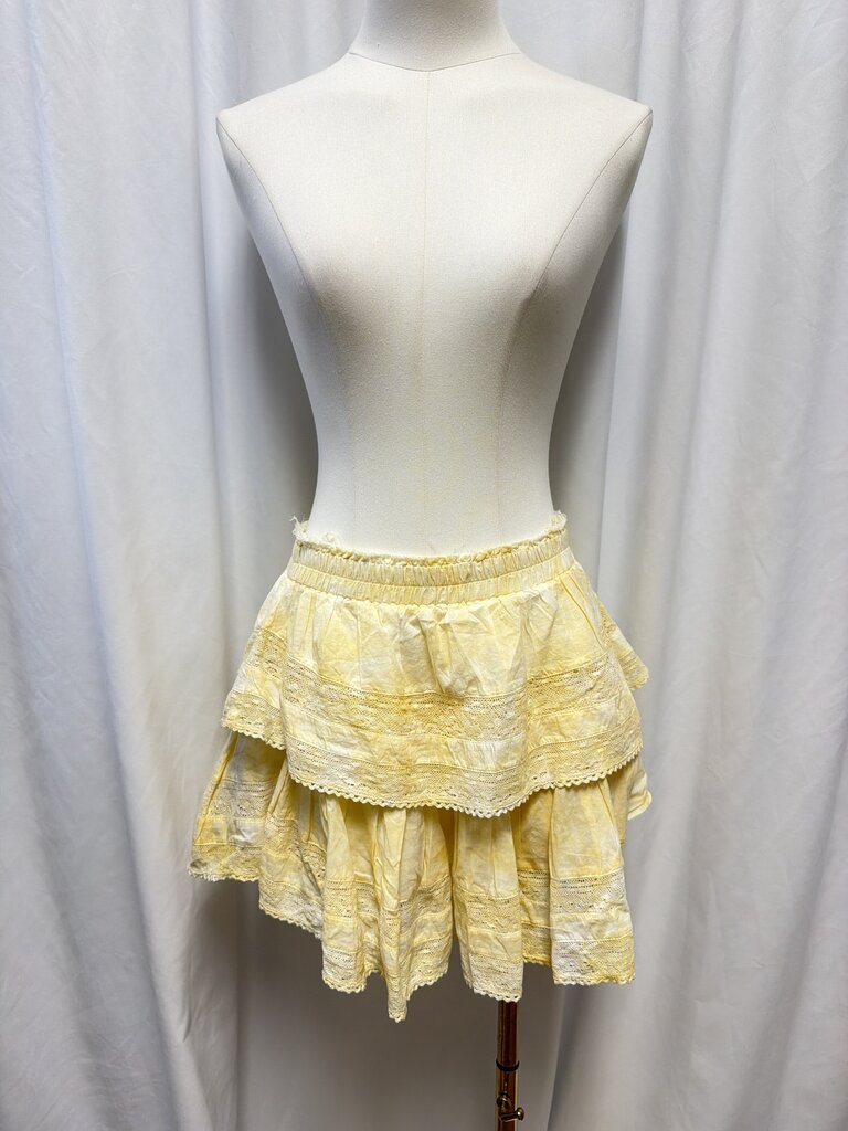 LoveShackFancy Yellow Fancy Mini Skirt
