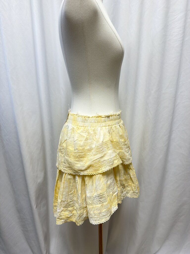 LoveShackFancy Yellow Fancy Mini Skirt