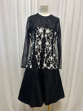 Miri New York Black Sequin and Floral Applique Cocktail Dress