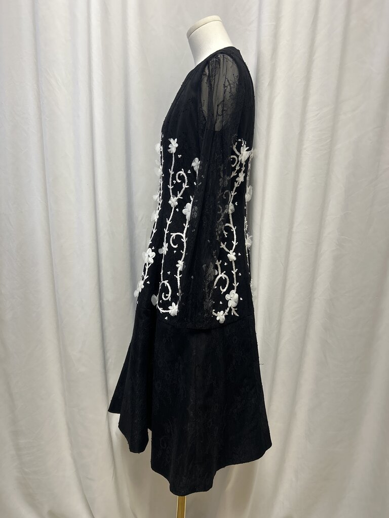 Miri New York Black Sequin and Floral Applique Cocktail Dress