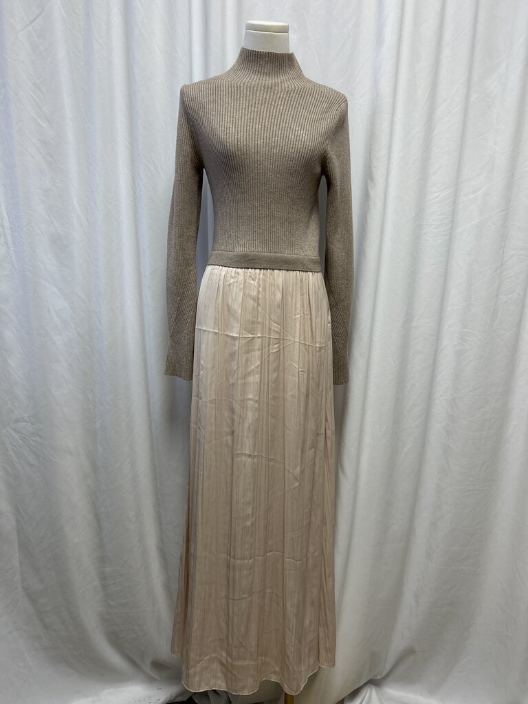 Anthropologie Tan Mock Neck Sweater Dress