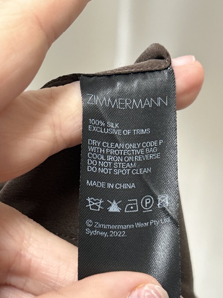 Zimmermann Brown Silk Belted Dress
