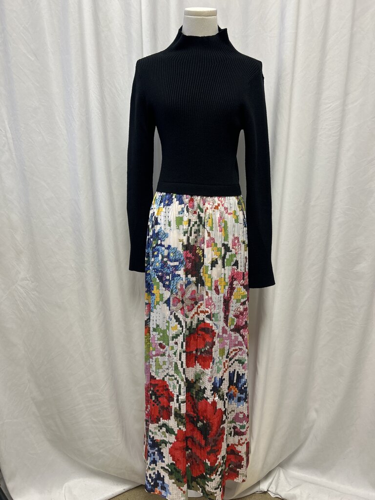 Anthropologie Floral Mock Neck Sweater Dress