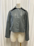 Vince Grey Lamb Leather Flight Jacket