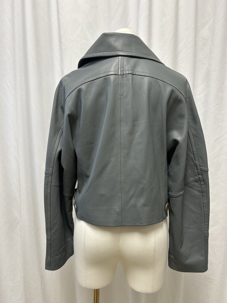 Vince Grey Lamb Leather Flight Jacket