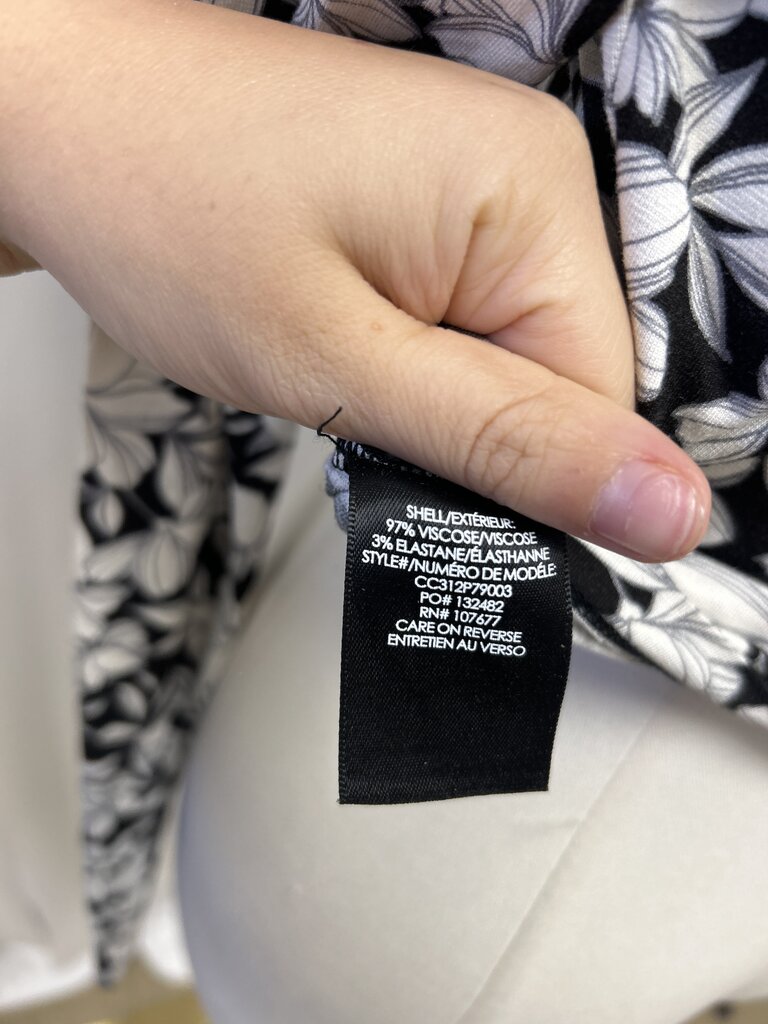 alice + olivia Black and White Floral Mock Neck Top