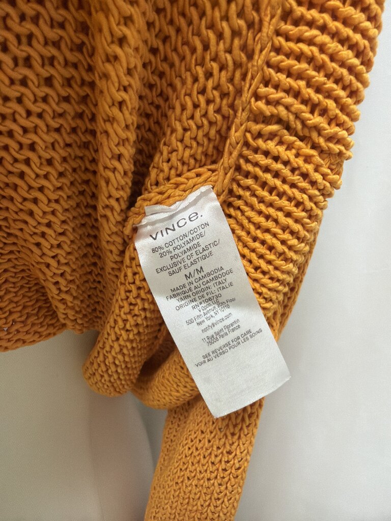 Vince Orange Cotton Open Weave Sweater