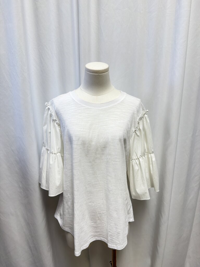 Cinq a Sept White Flutter Sleeve Top