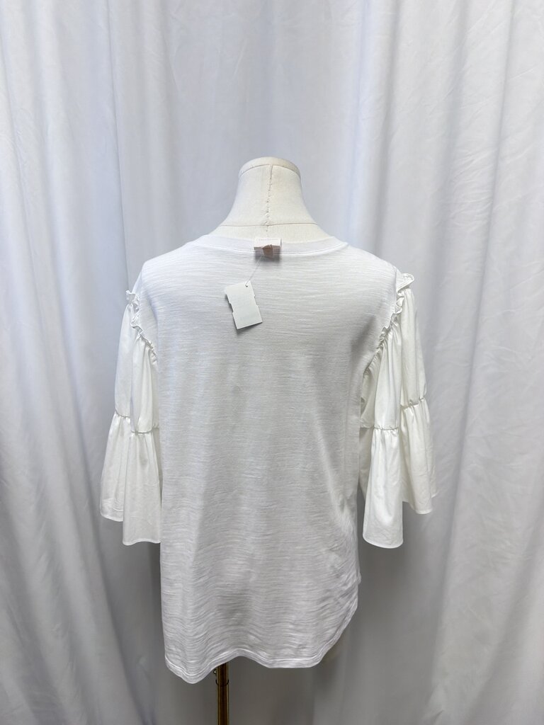 Cinq a Sept White Flutter Sleeve Top