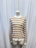 Veronica Beard White Striped Linen Sweater