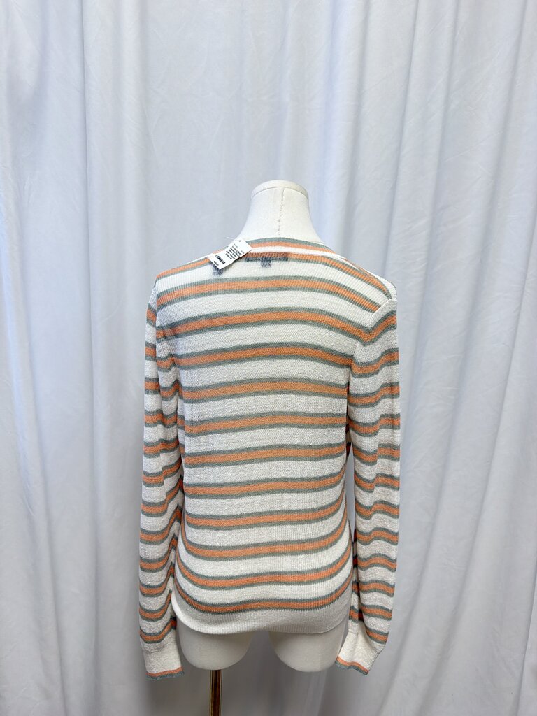 Veronica Beard White Striped Linen Sweater