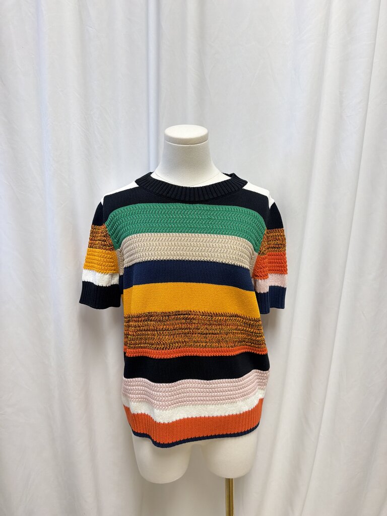Akris Striped Short Sleeve Sweater
