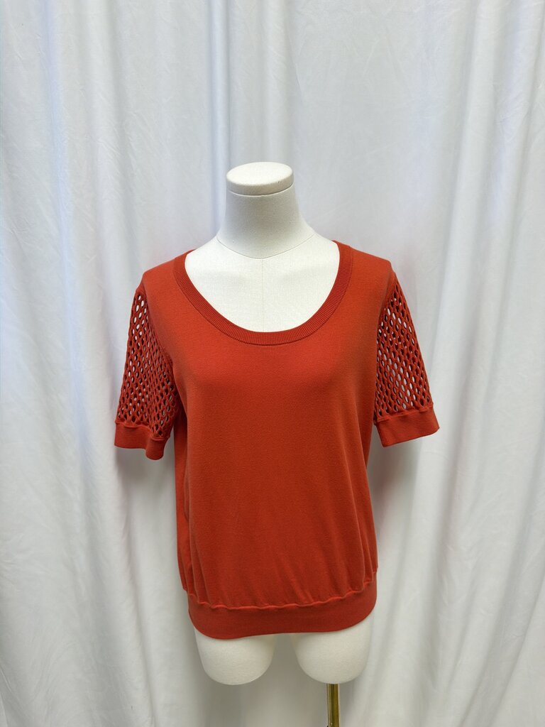 Akris Orange Short Sleeve Cotton Sweater