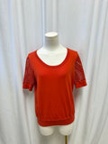 Akris Orange Short Sleeve Cotton Sweater