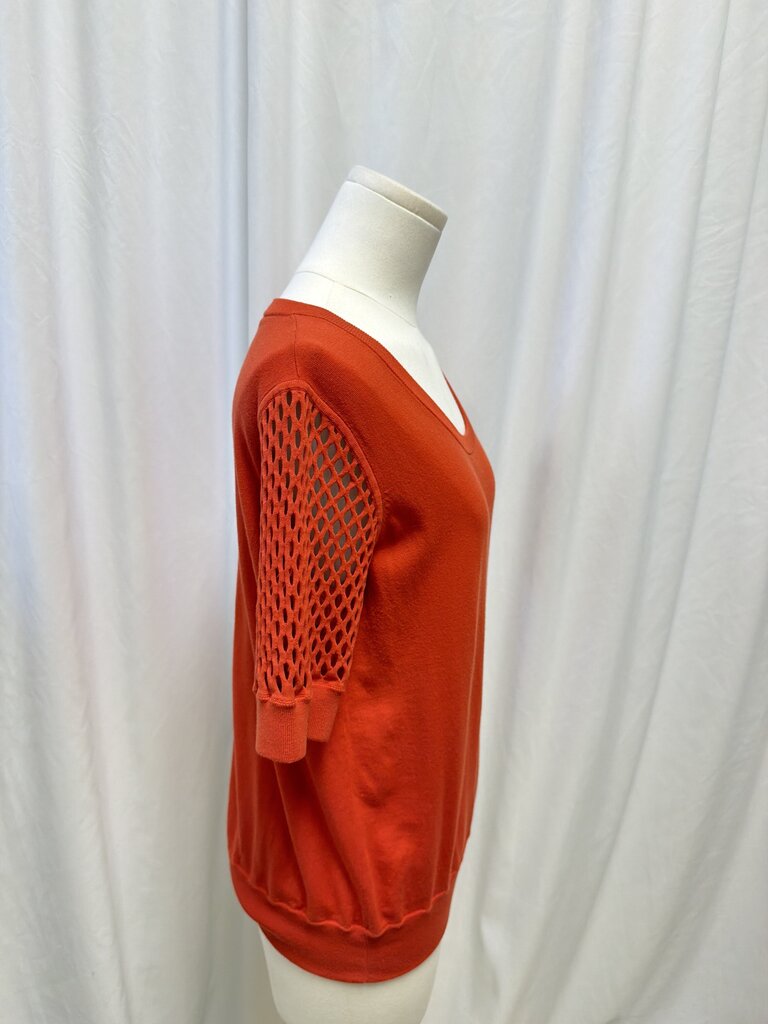 Akris Orange Short Sleeve Cotton Sweater