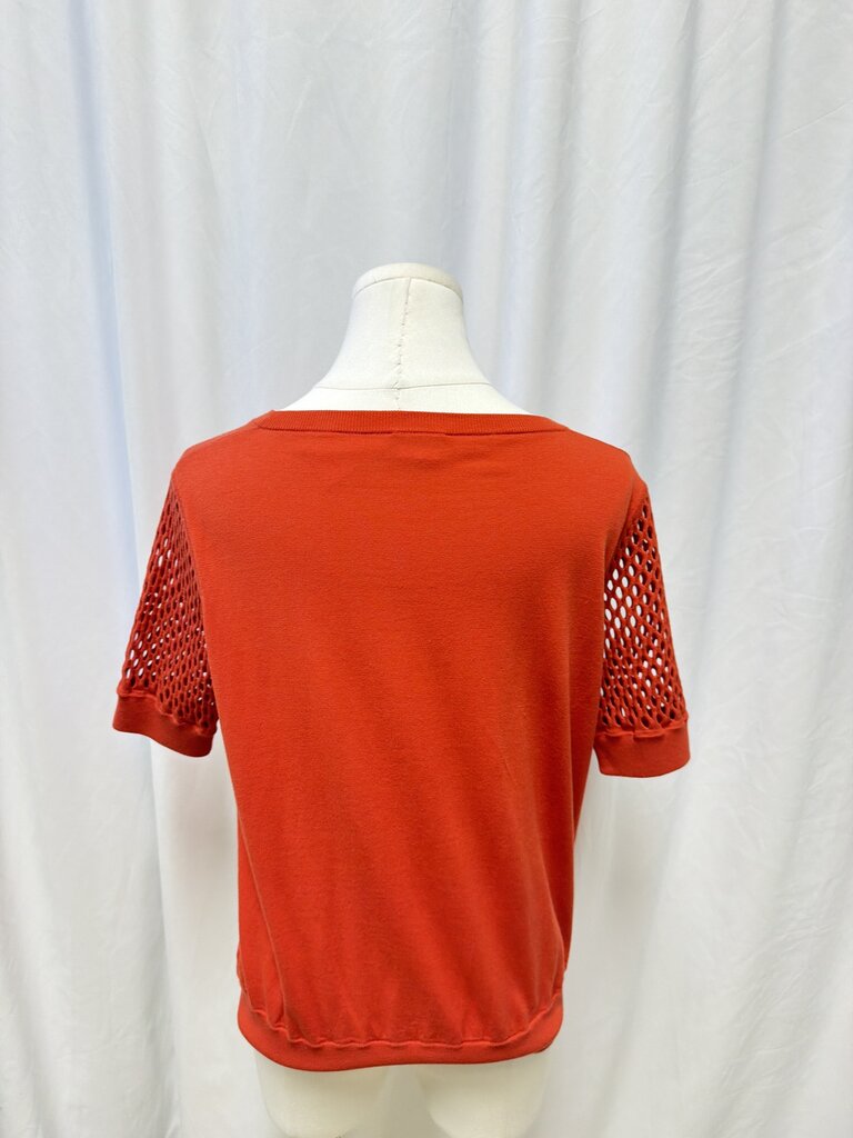 Akris Orange Short Sleeve Cotton Sweater