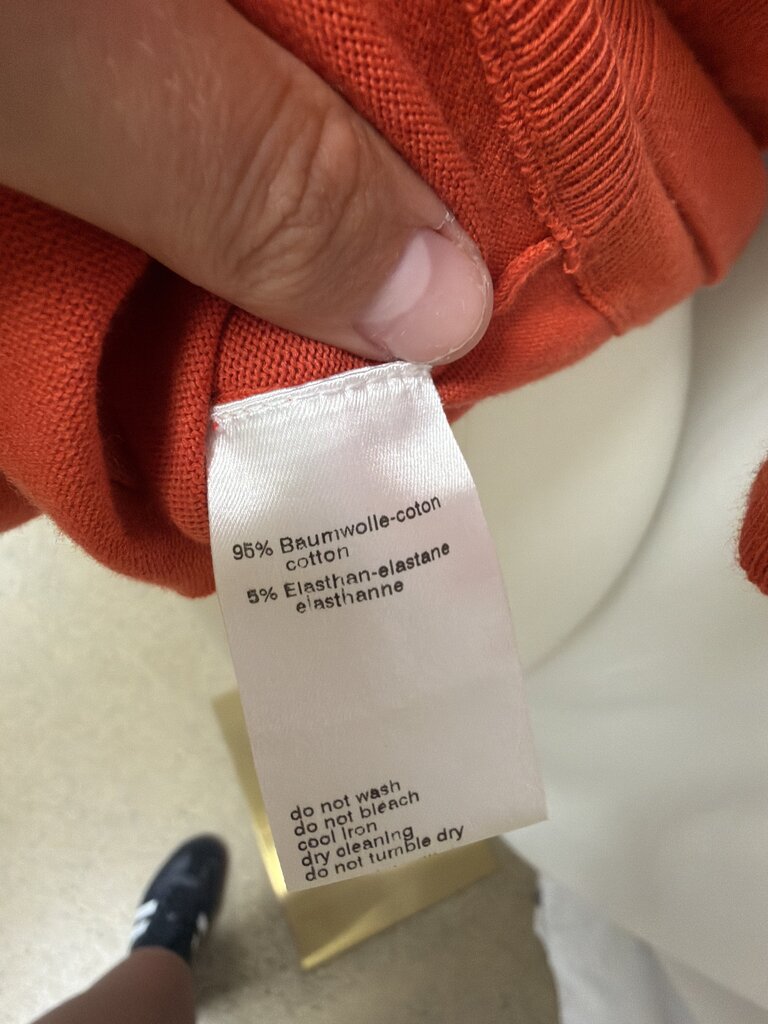 Akris Orange Short Sleeve Cotton Sweater