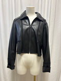 Anthropologie Faux Leather Black Cropped Jacket