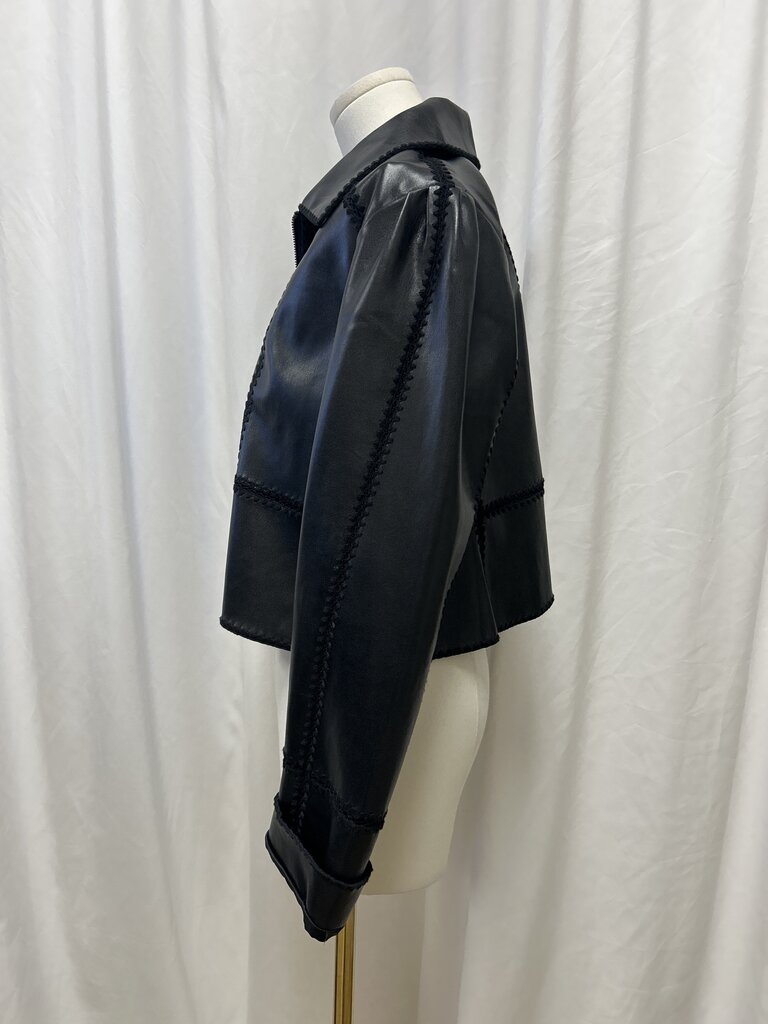 Anthropologie Faux Leather Black Cropped Jacket