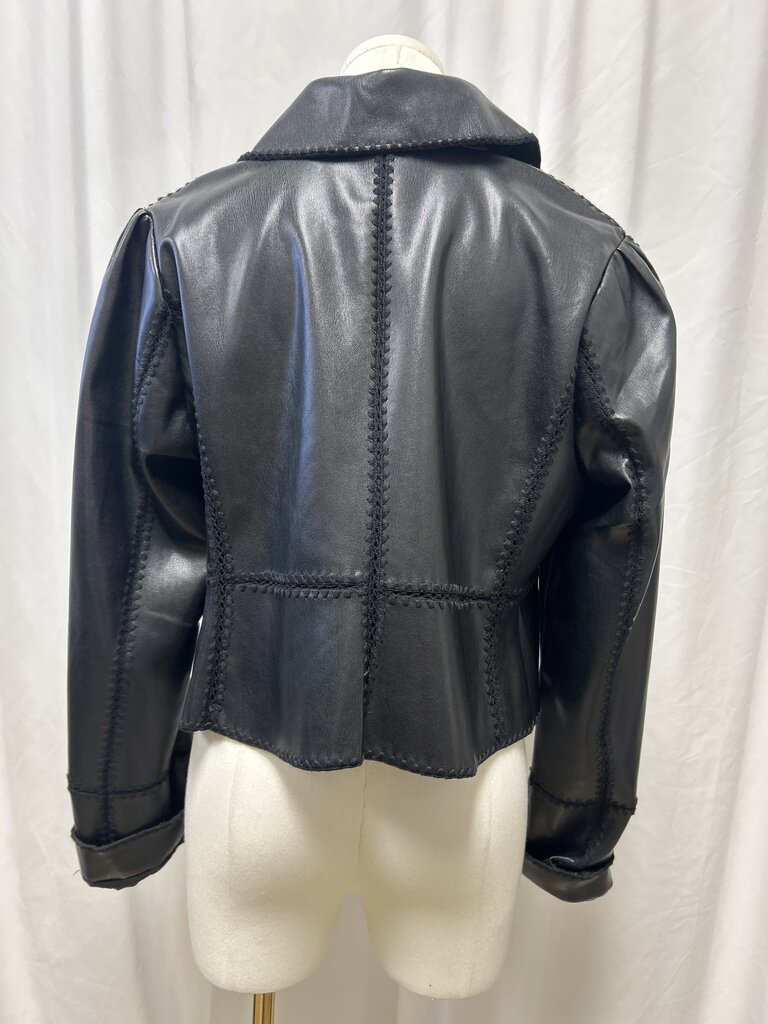 Anthropologie Faux Leather Black Cropped Jacket