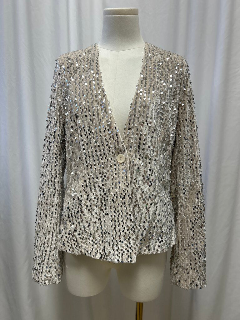 Sanctuary Sequin Open Cardigan w/ Shoulder Pads