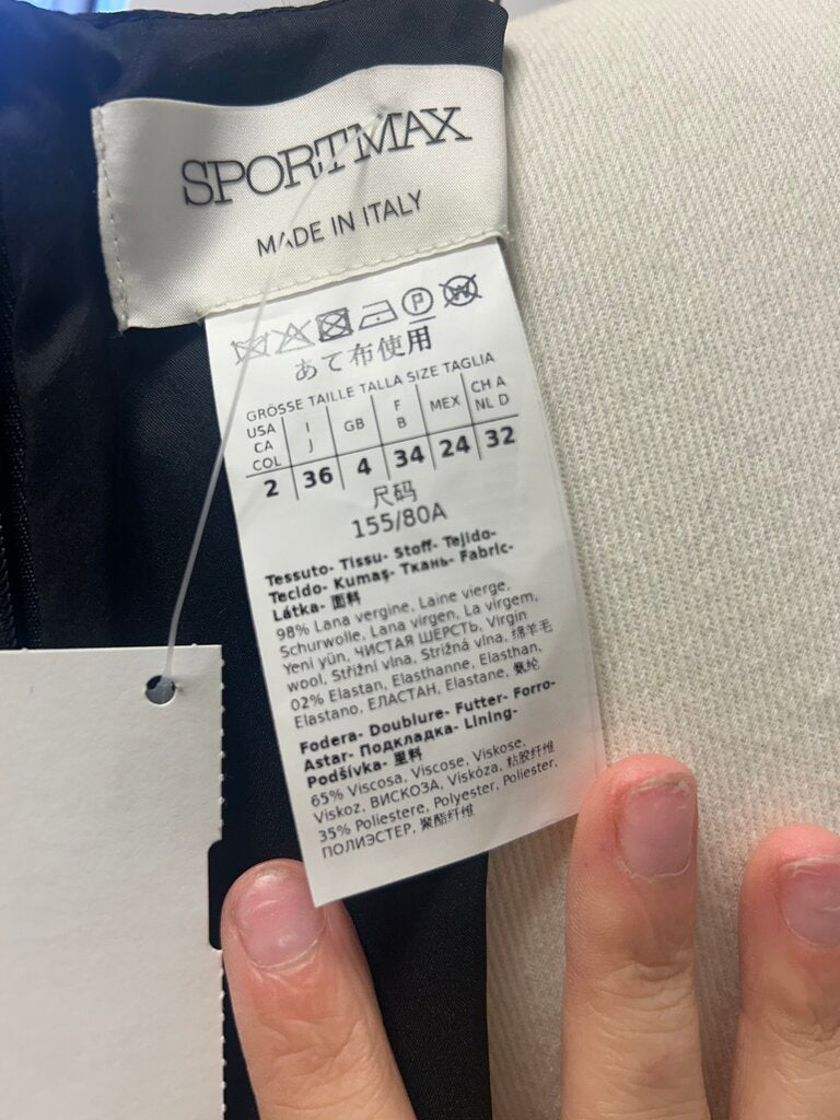 Sportmax Virgin Wool Asymmetrical Maxi Dress