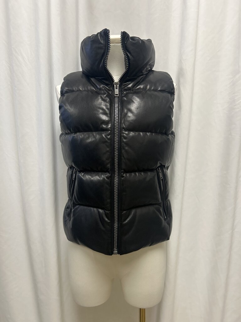 June Genuine Leather Puffer Vest