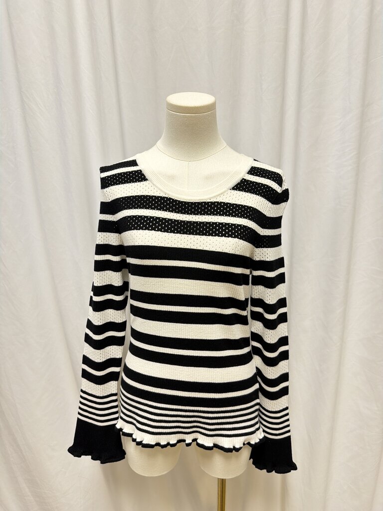 Bailey 44 Black/White Striped Long Sleeve