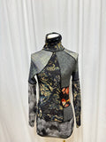 Fuzzi Black Floral Mesh Turtleneck