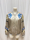 Phillip Lim Gold Silk Embroidered Bomber Jacket