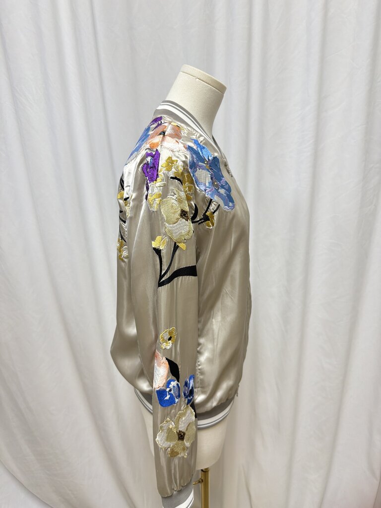 Phillip Lim Gold Silk Embroidered Bomber Jacket