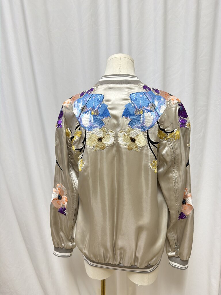 Phillip Lim Gold Silk Embroidered Bomber Jacket