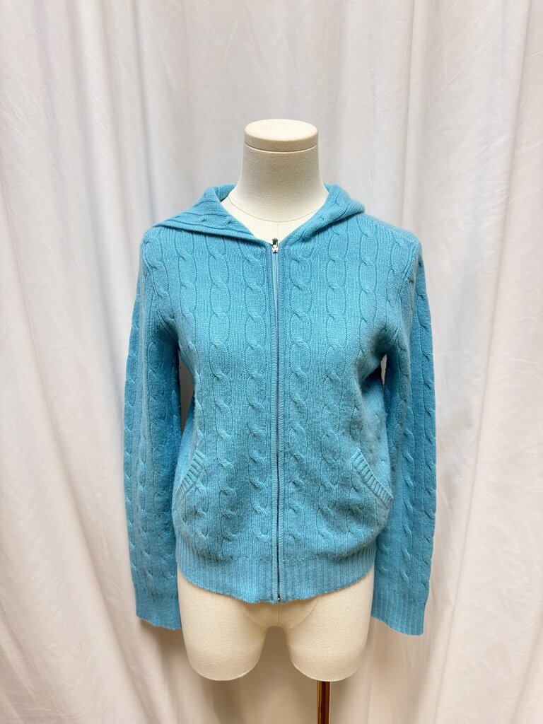 Ralph Lauren Blue Cashmere Cable Hoodie