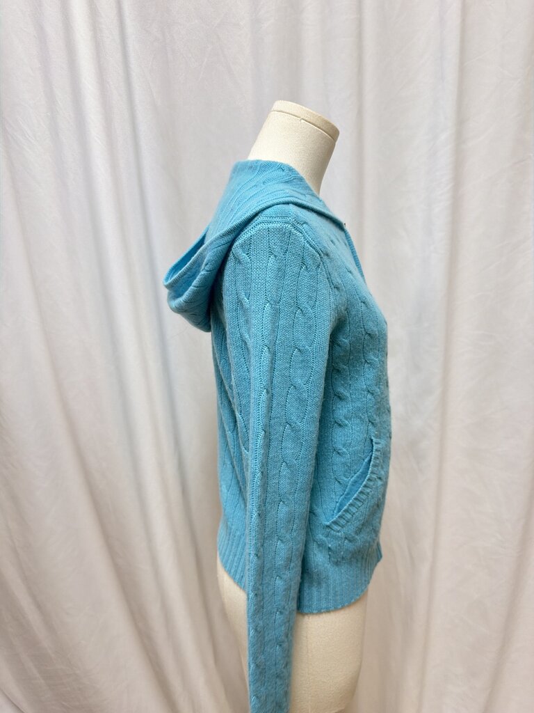 Ralph Lauren Blue Cashmere Cable Hoodie