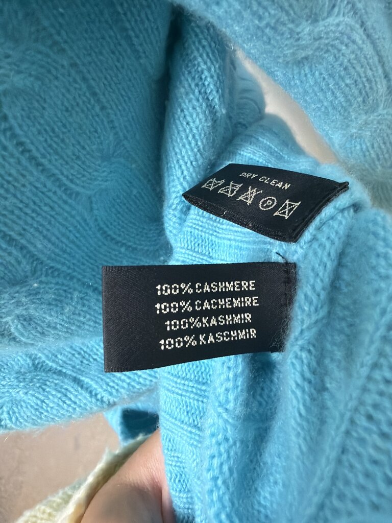 Ralph Lauren Blue Cashmere Cable Hoodie