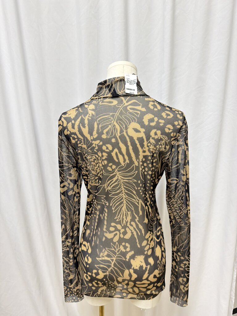 Marc Cain Black Printed Mesh Mock Neck