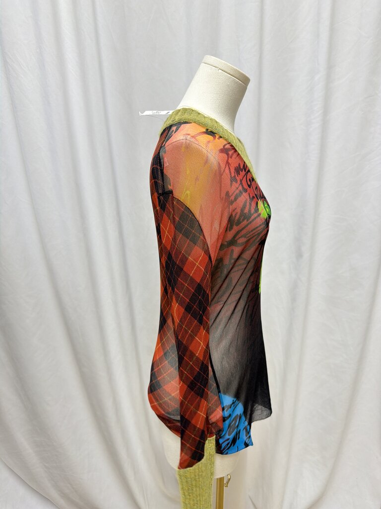 John Paul Gaultier Vintage Mesh V-Neck w/Knit Trim