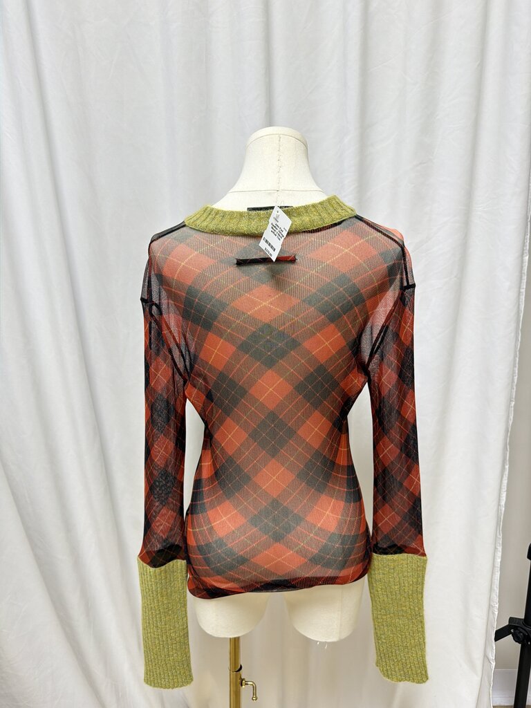 John Paul Gaultier Vintage Mesh V-Neck w/Knit Trim