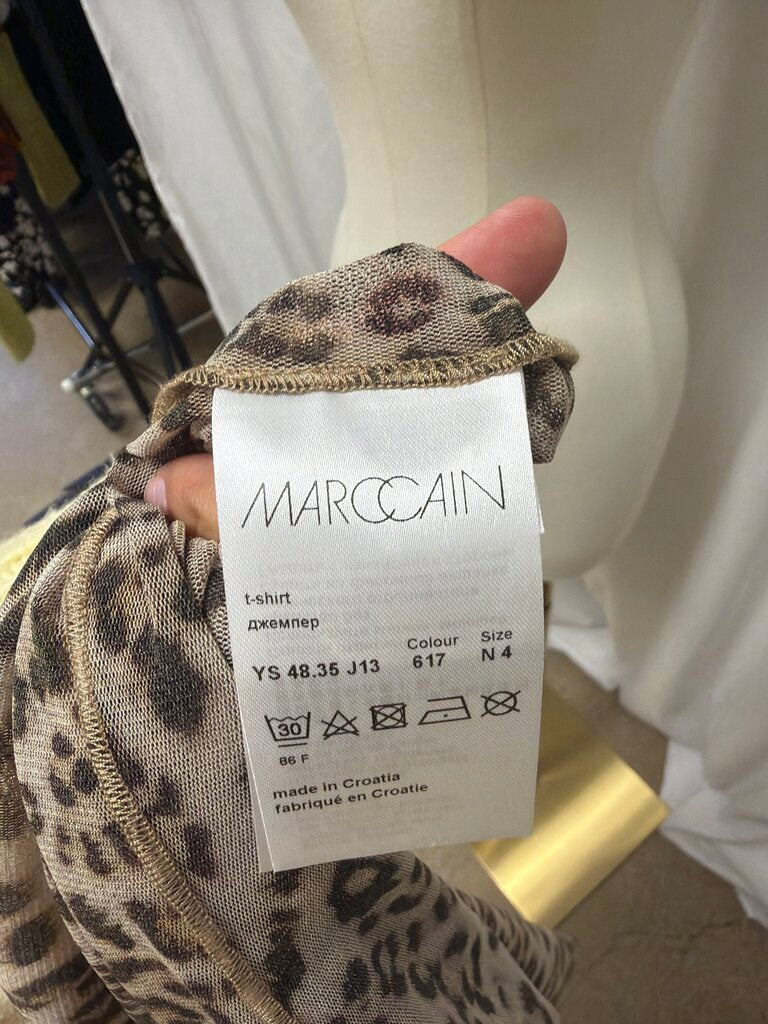 Marc Cain Animal Print Mesh Mock Neck