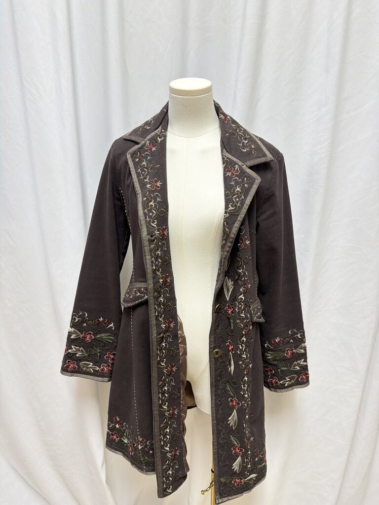 Paparazzi Brown Embroidered Long Jacket