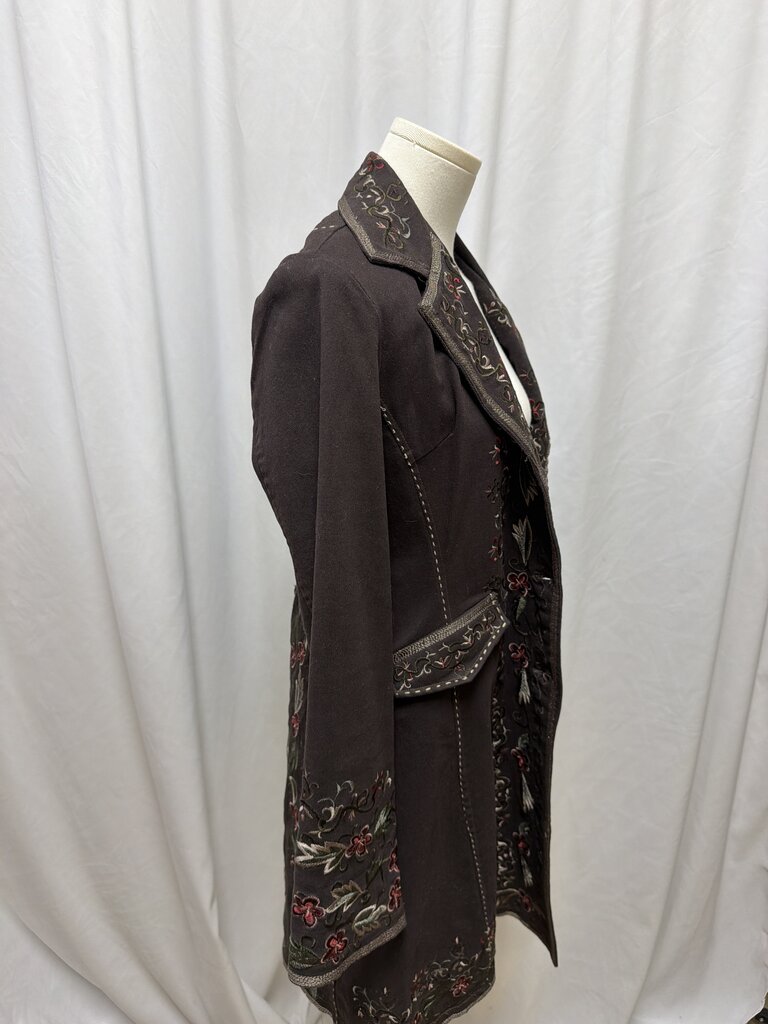 Paparazzi Brown Embroidered Long Jacket