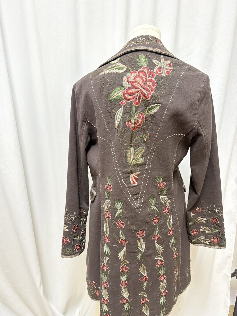 Paparazzi Brown Embroidered Long Jacket