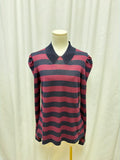 Burberry Navy Striped Puff Sleeve Top